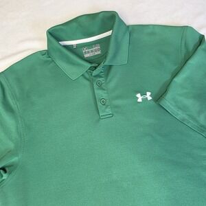 Under Armour Mens Heatgear Loose Polo Golf Shirt Short Sleeve Green Large